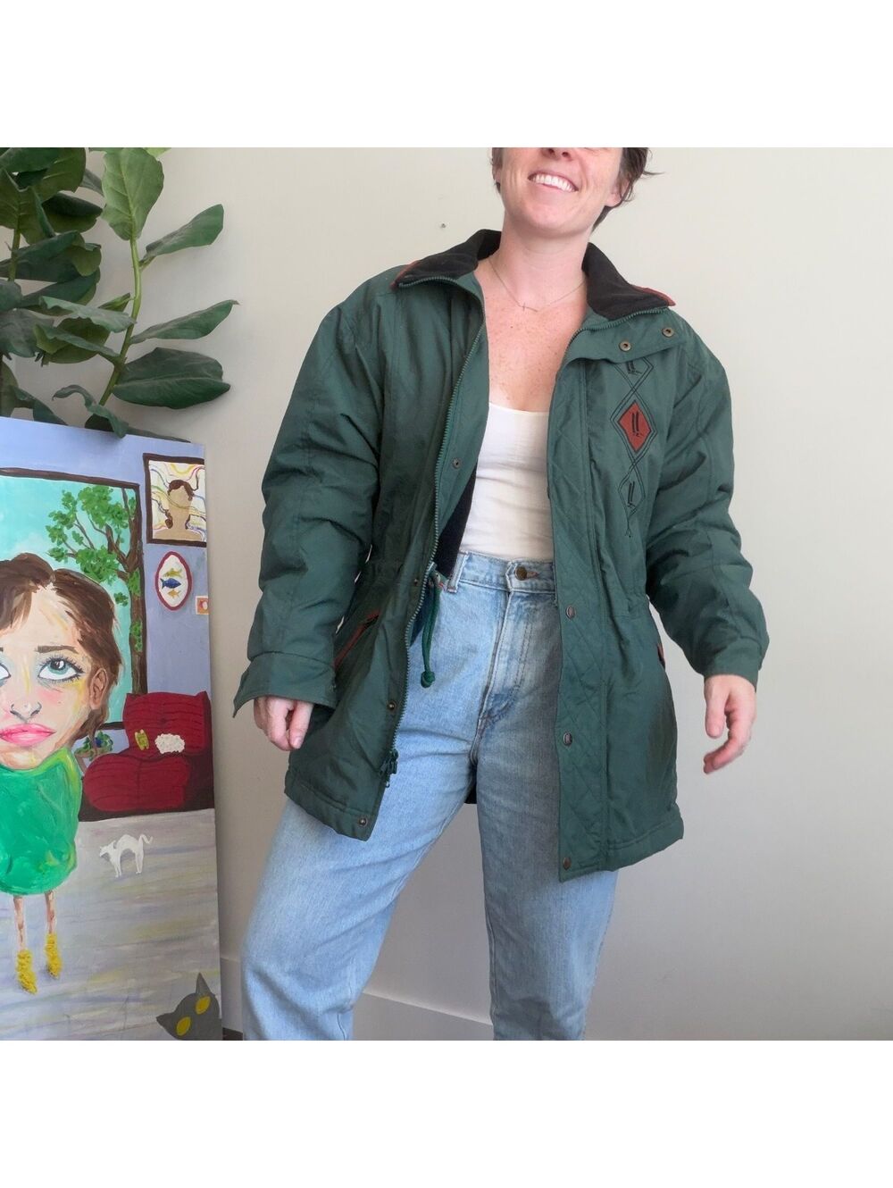 Vintage 90s western coat green insulated jacket